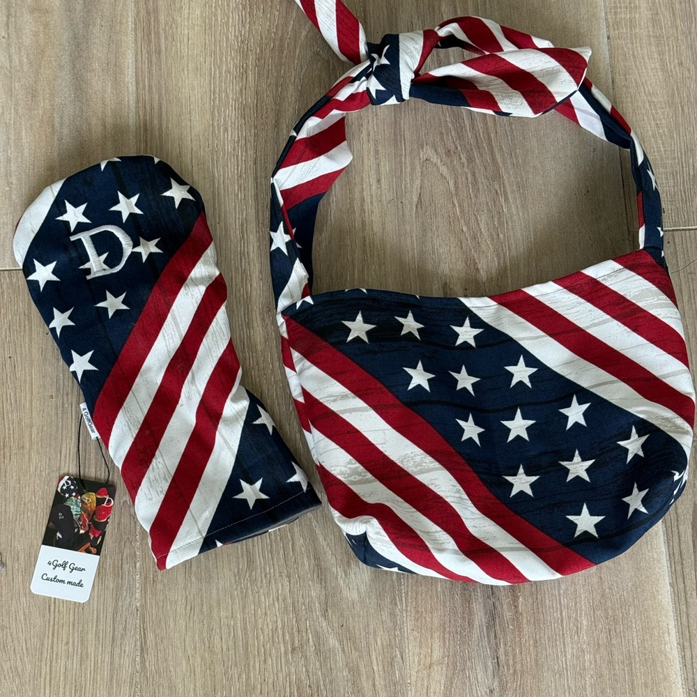 Golf driver head cover and matching bag for accessories